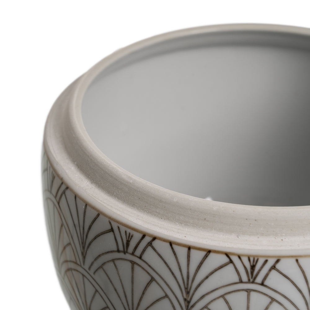 WHITE-BROWN PORCELAIN DECORATION BOX 18 X 18 X 19 CM