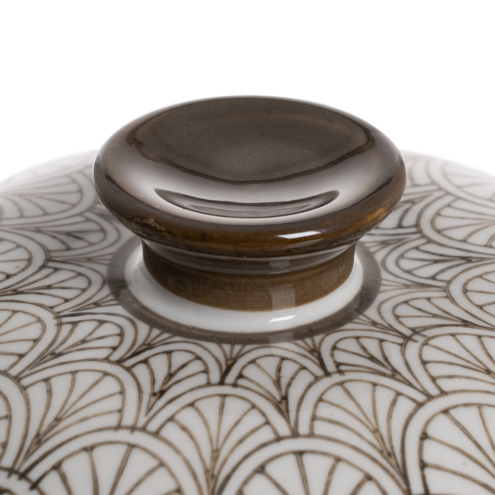WHITE-BROWN PORCELAIN DECORATION BOX 18 X 18 X 19 CM
