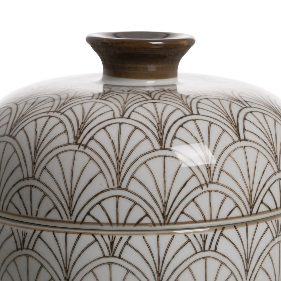 CAJA BLANCO-MARRÓN PORCELANA DECORACIÓN 18 X 18 X 19 CM