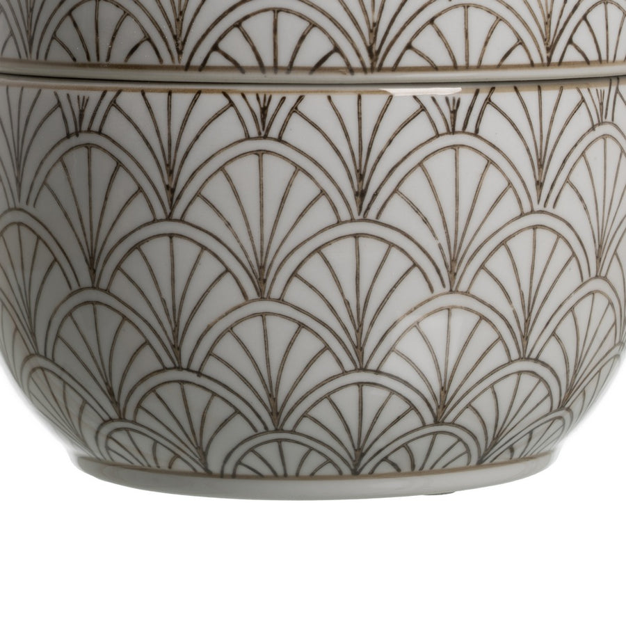 CAJA BLANCO-MARRÓN PORCELANA DECORACIÓN 18 X 18 X 19 CM