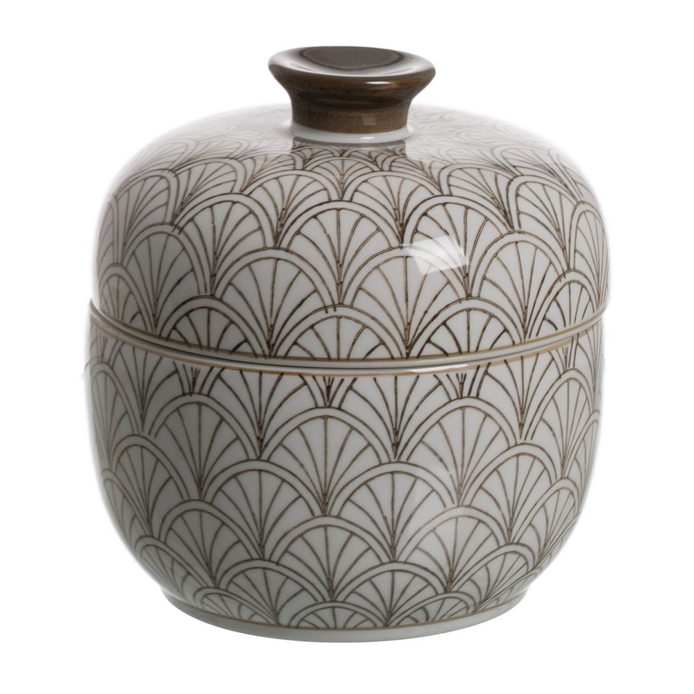 CAJA BLANCO-MARR�N PORCELANA DECORACI�N 18 X 18 X 19 CM