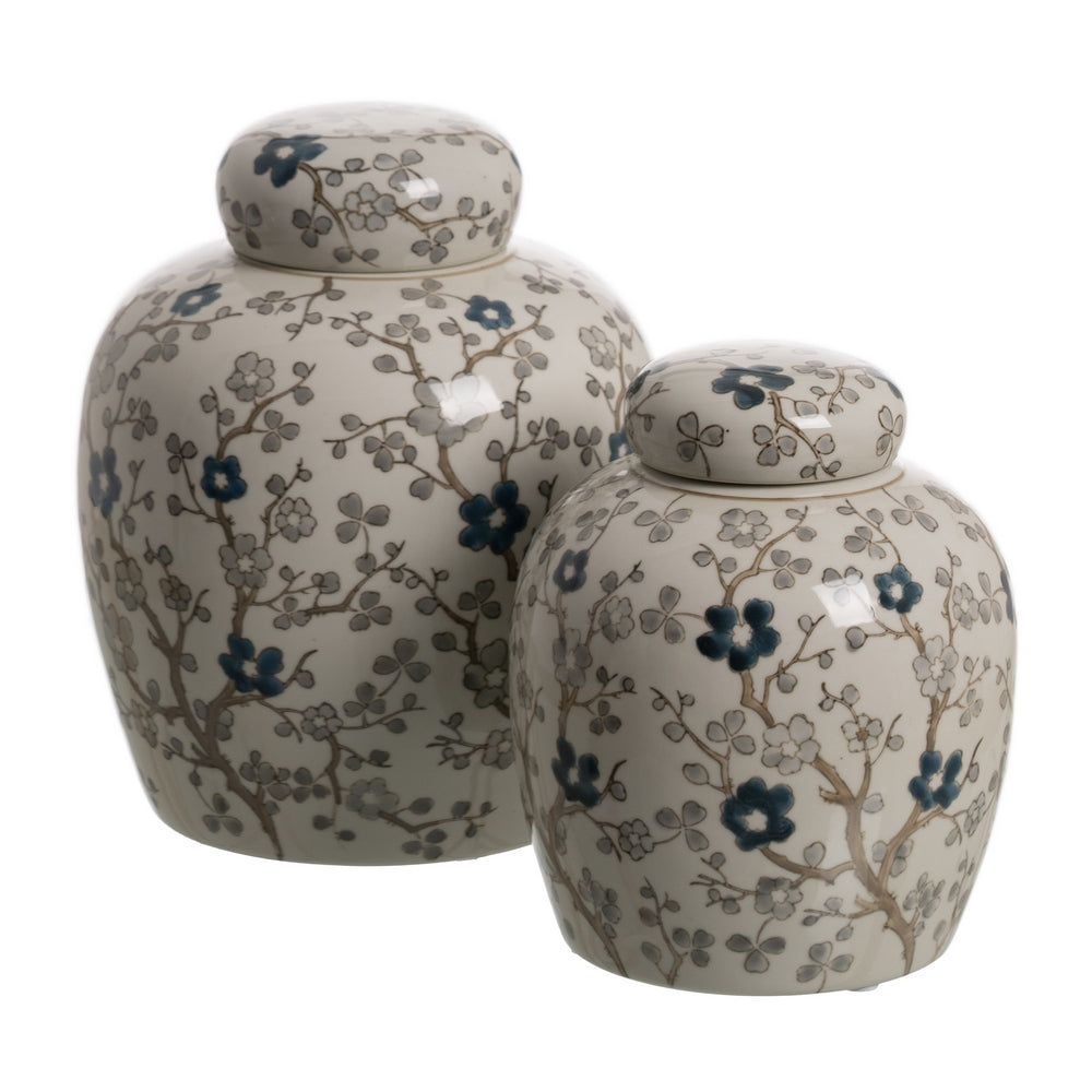 WHITE-GRAY PORCELAIN JAR DECORATION 21 X 21 X 24 CM