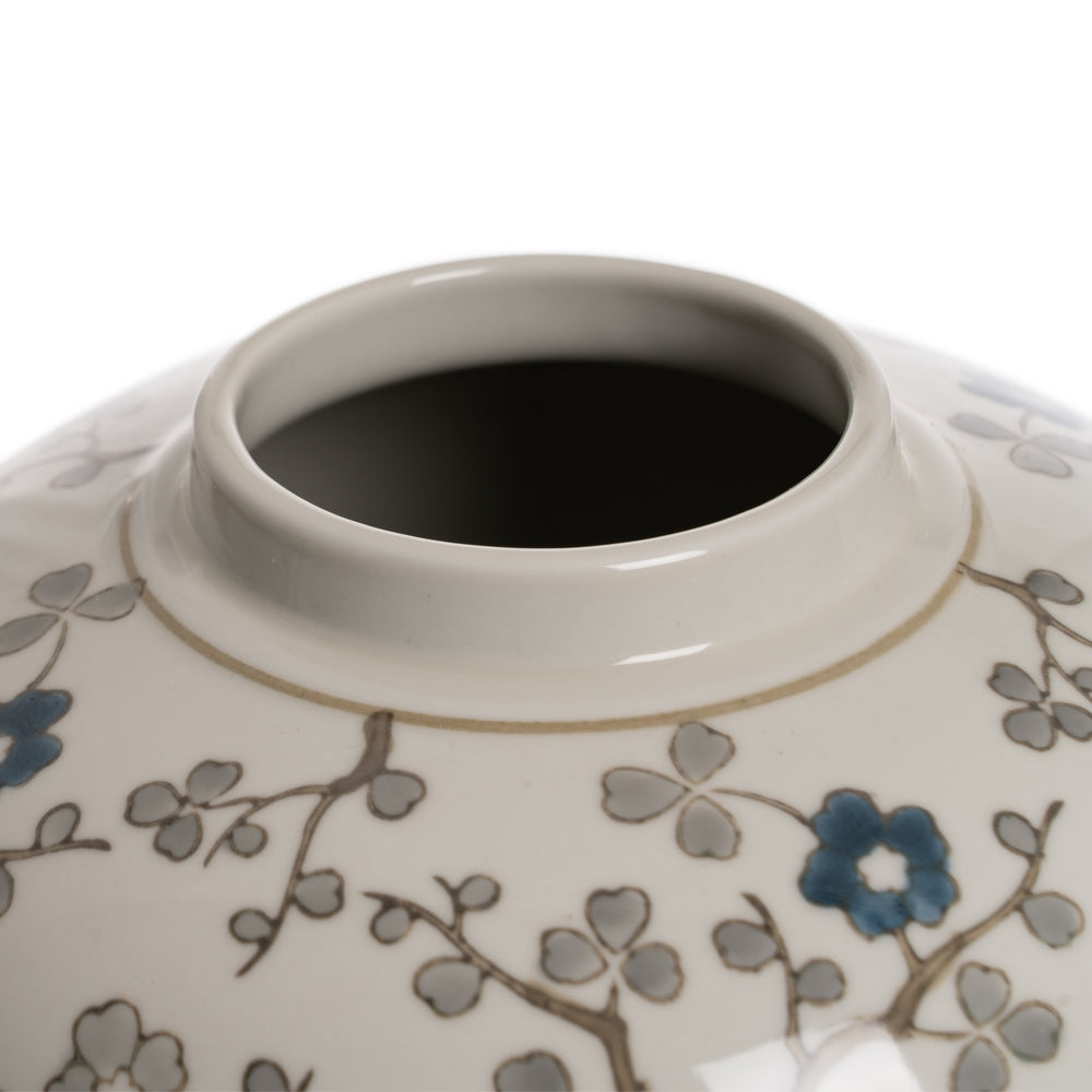 WHITE-GRAY PORCELAIN JAR DECORATION 21 X 21 X 24 CM