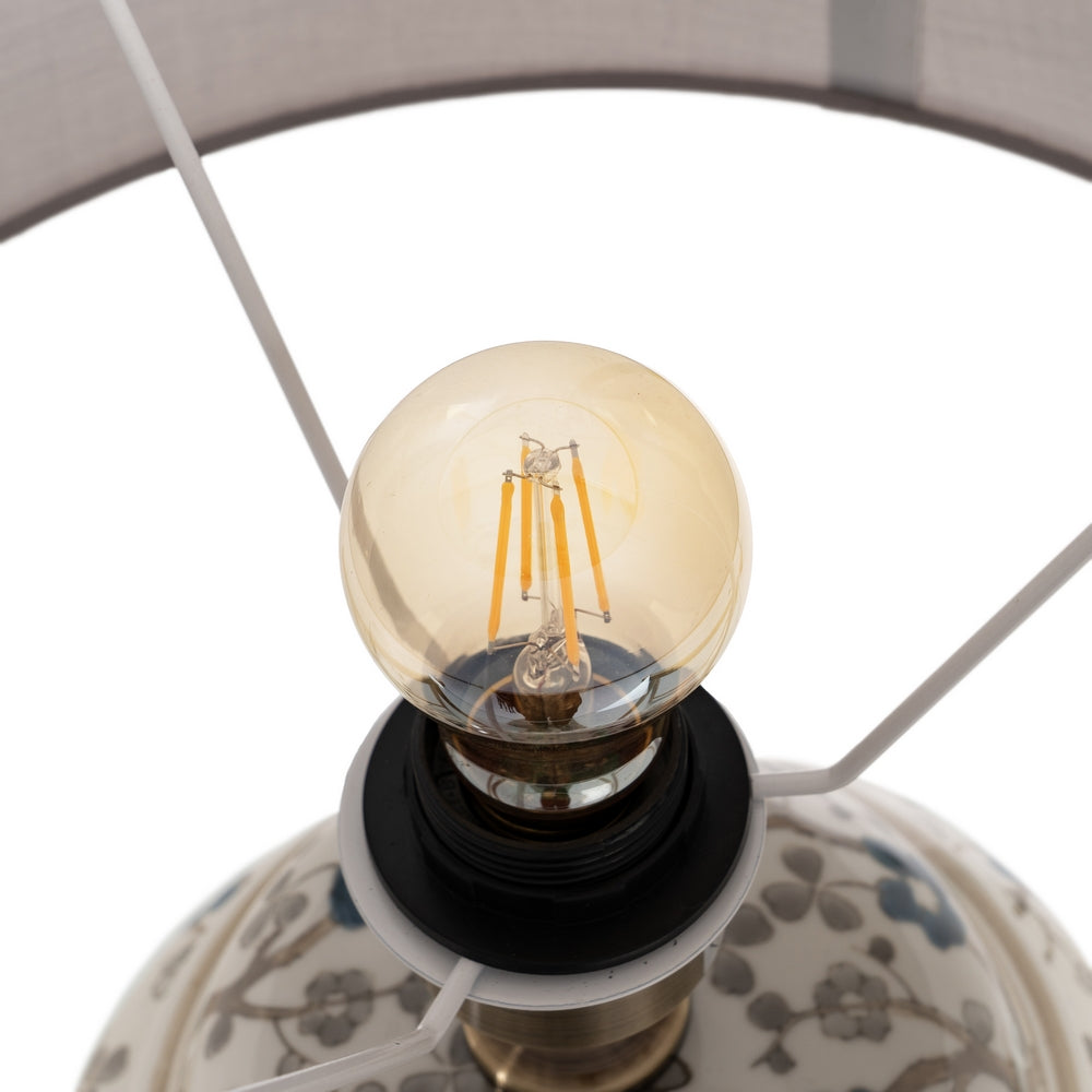 TABLE LAMP WHITE-GREY PORCELAIN 23 X 23 X 44 CM