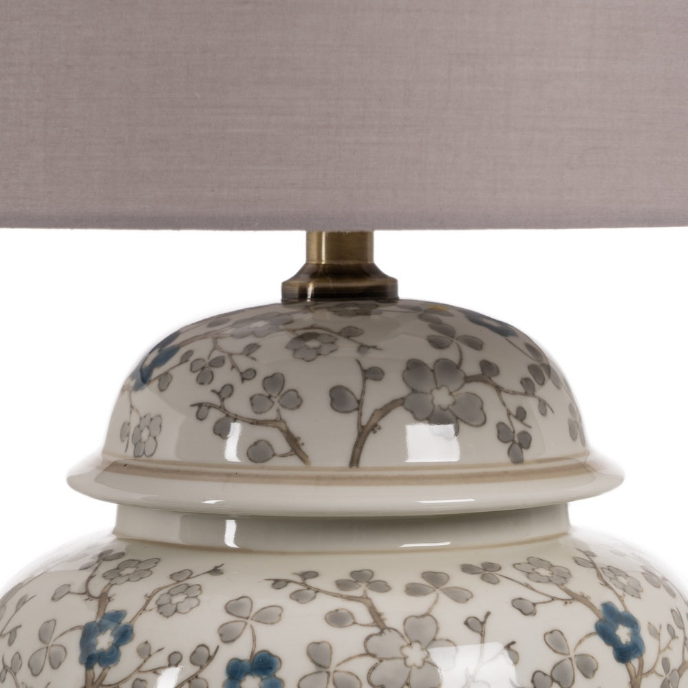 TABLE LAMP WHITE-GREY PORCELAIN 23 X 23 X 44 CM
