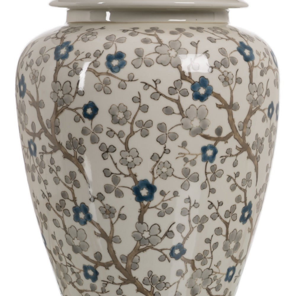 TABLE LAMP WHITE-GREY PORCELAIN 23 X 23 X 44 CM