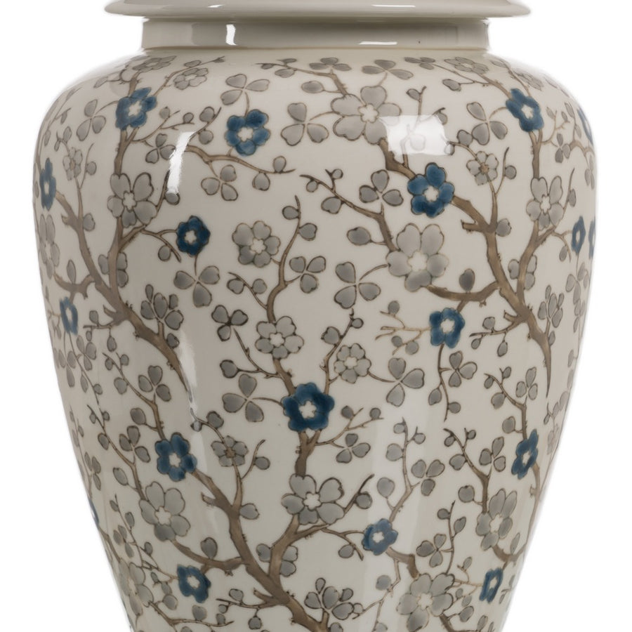 LÁMPARA MESA BLANCO-GRIS PORCELANA 23 X 23 X 44 CM