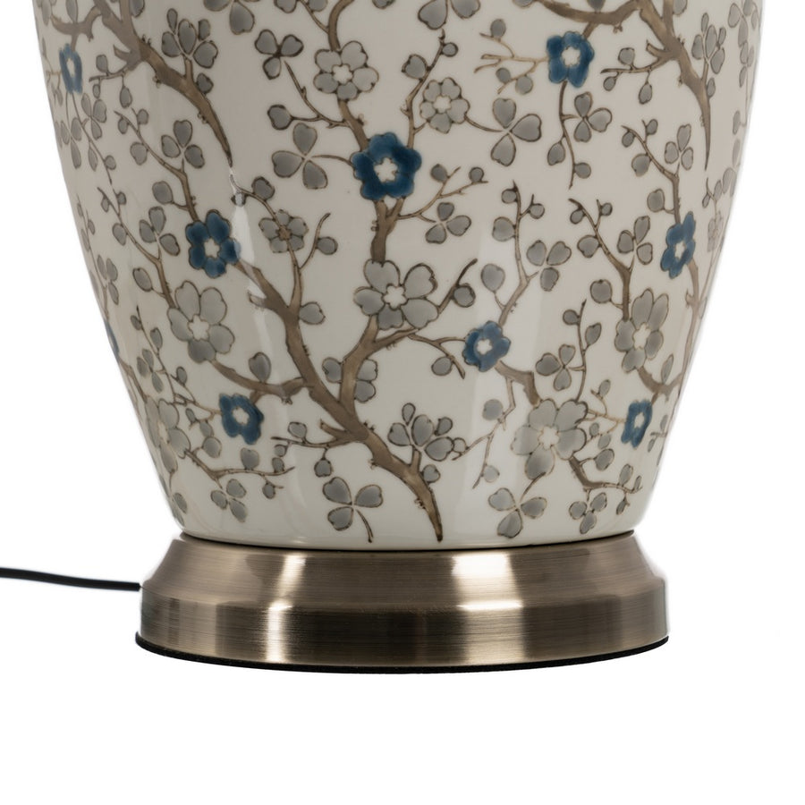 LÁMPARA MESA BLANCO-GRIS PORCELANA 23 X 23 X 44 CM