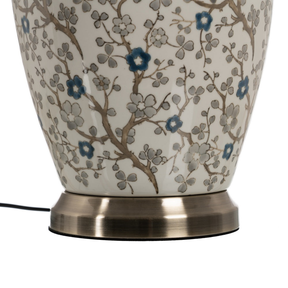 TABLE LAMP WHITE-GREY PORCELAIN 23 X 23 X 44 CM