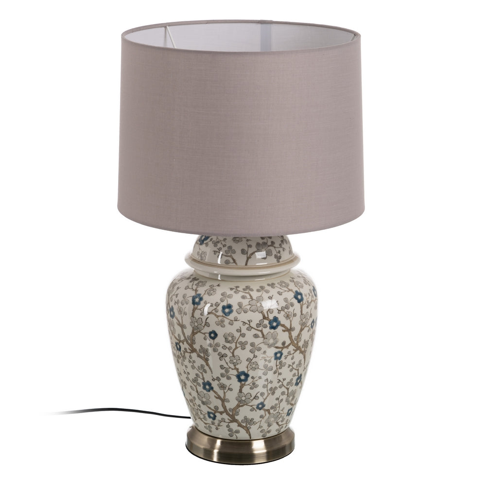LÁMPARA MESA BLANCO-GRIS PORCELANA 23 X 23 X 44 CM