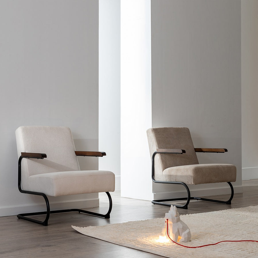 SILLÓN TAUPE METAL-TEJIDO 61 X 70 X 85 CM