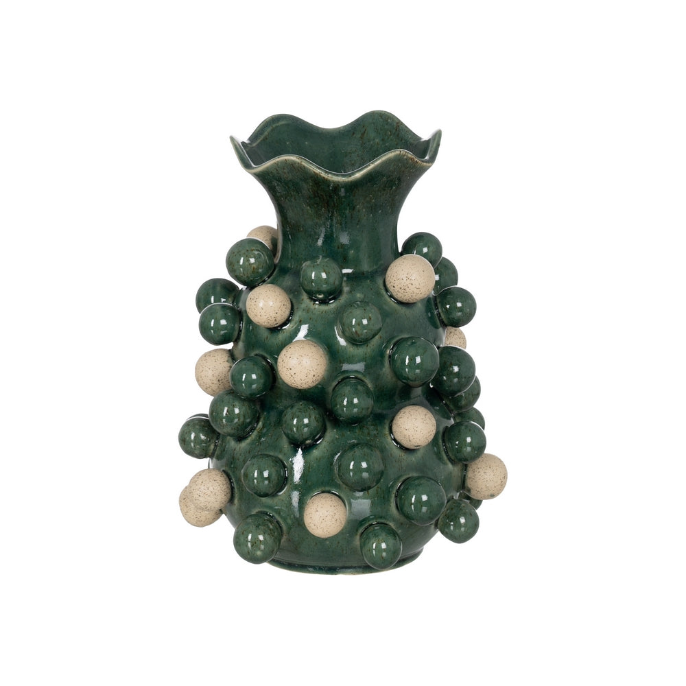 JARR�N VERDE-BLANCO CER�MICA 24 X 24 X 31,50 CM