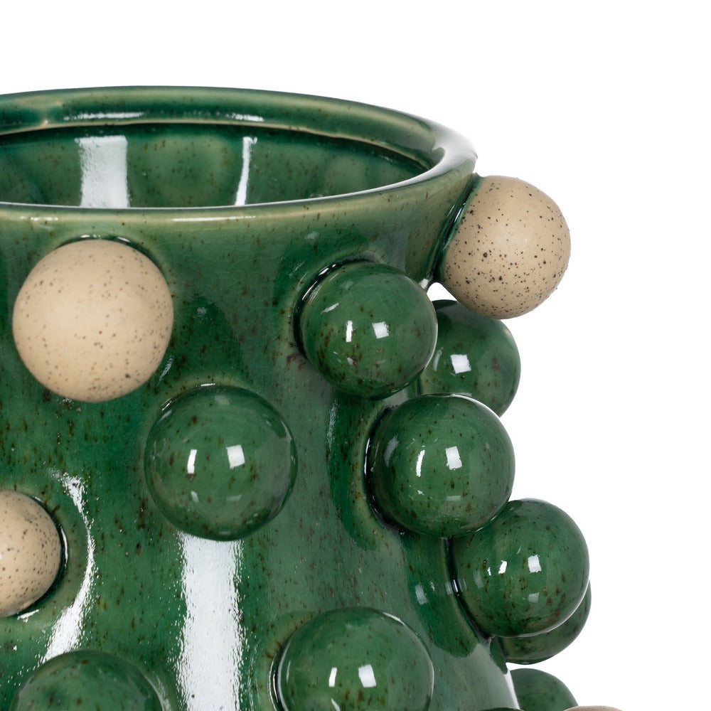 JARRÓN VERDE-BLANCO CERÁMICA 24,70 X 24,70 X 34 CM
