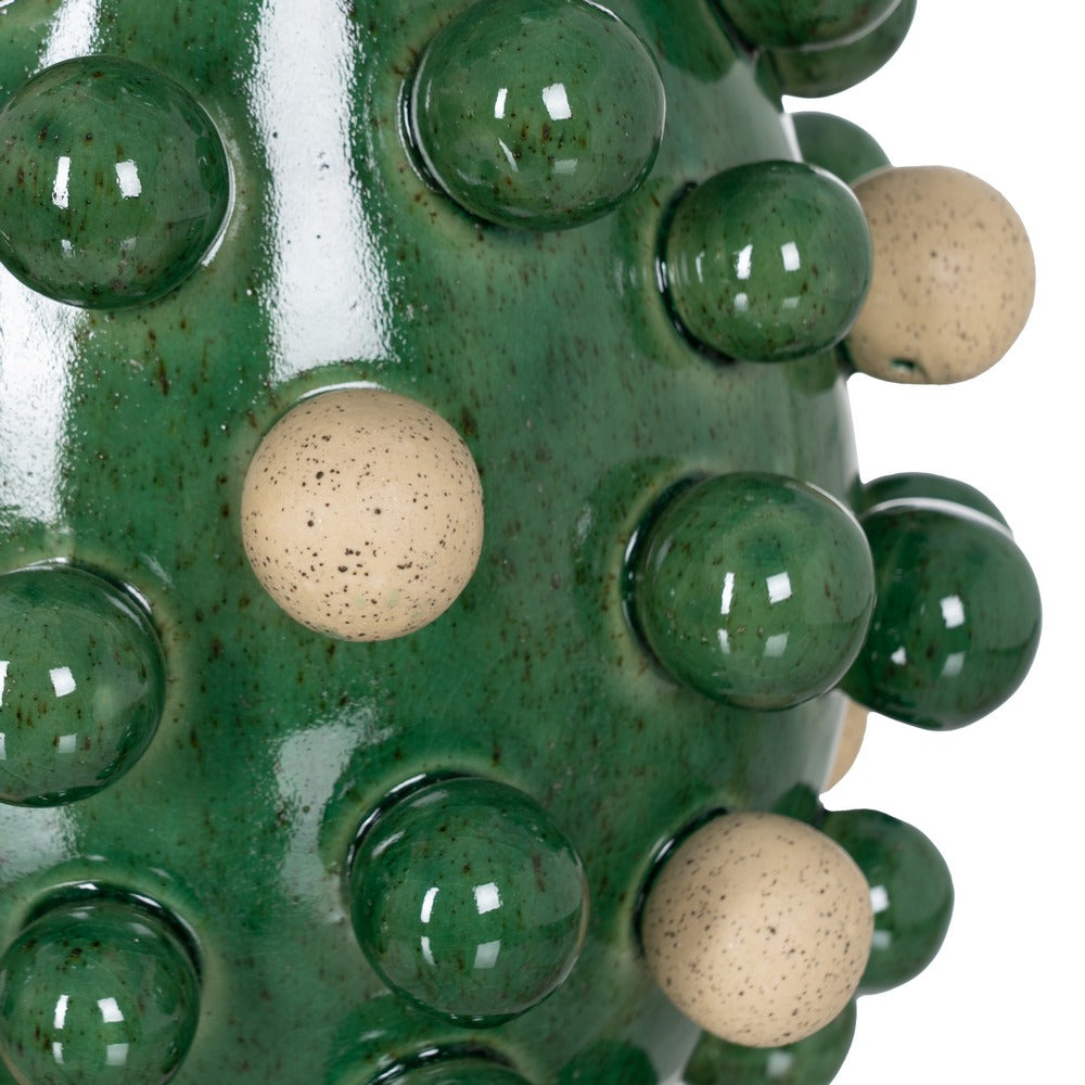 JARRÓN VERDE-BLANCO CERÁMICA 24,70 X 24,70 X 34 CM