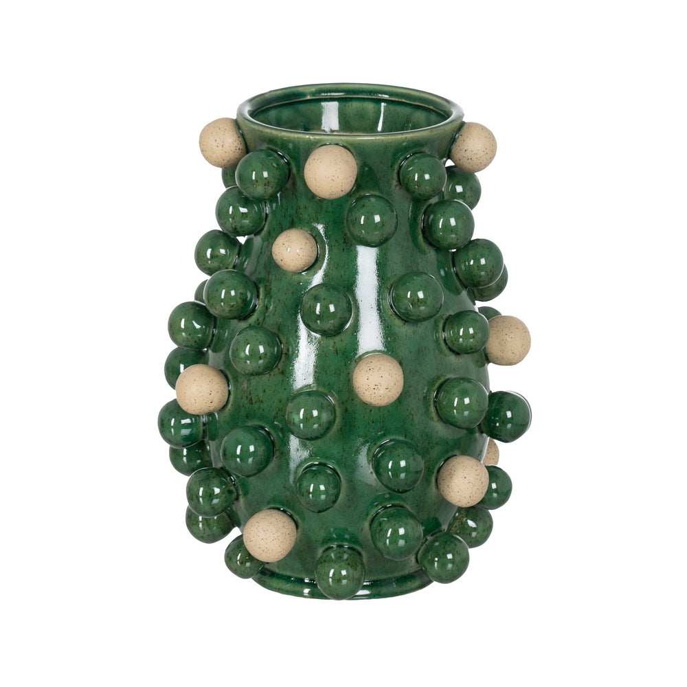 JARR�N VERDE-BLANCO CER�MICA 24,70 X 24,70 X 34 CM
