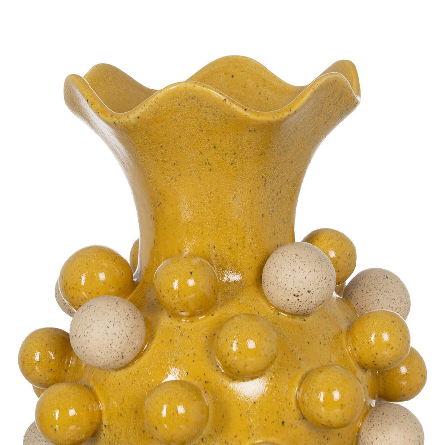 YELLOW-WHITE CERAMIC VASE 28.30 X 28.30 X 39.70 CM