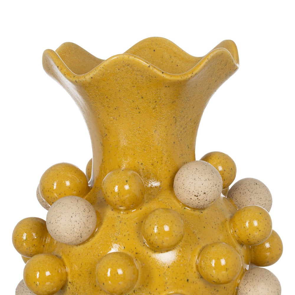 JARRÓN AMARILLO-BLANCO CERÁMICA 28,30 X 28,30 X 39,70 CM