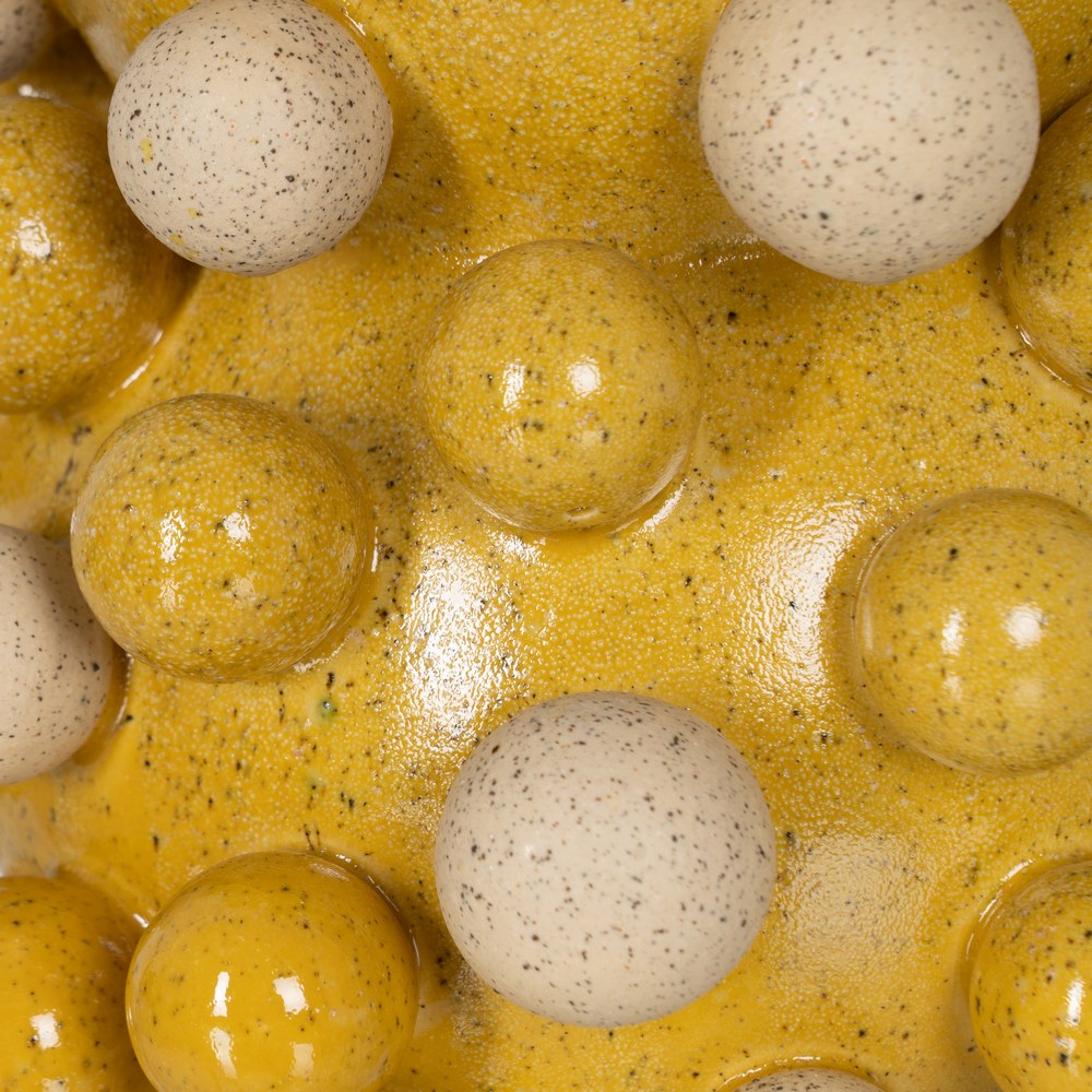 JARRÓN AMARILLO-BLANCO CERÁMICA 28,30 X 28,30 X 39,70 CM