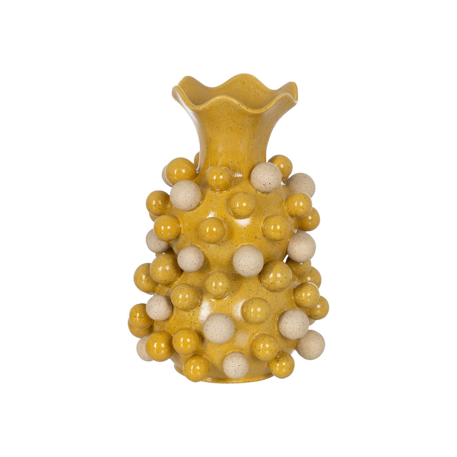 JARRÓN AMARILLO-BLANCO CERÁMICA 28,30 X 28,30 X 39,70 CM