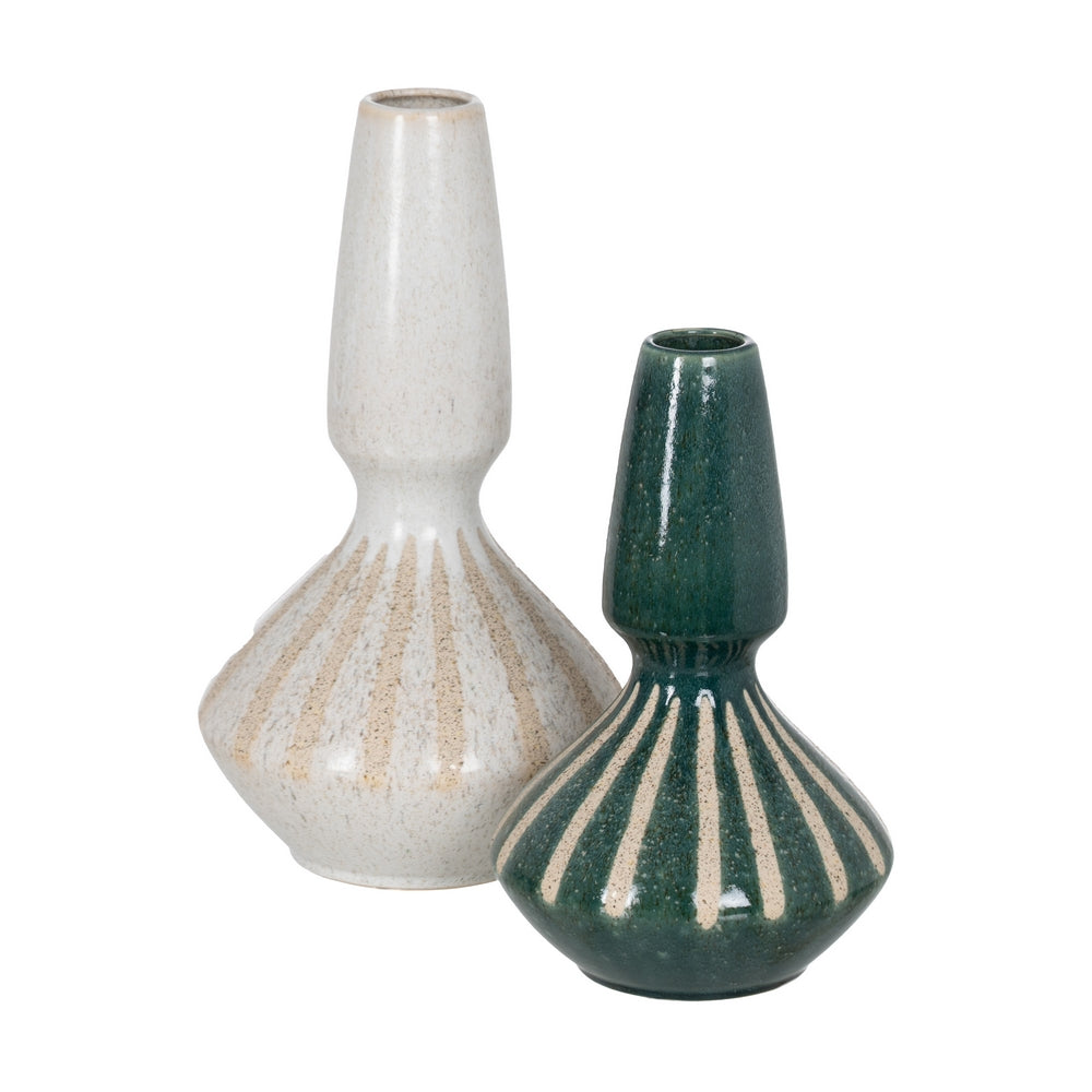 BEIGE CERAMIC VASE 21.80 X 21.80 X 40 CM