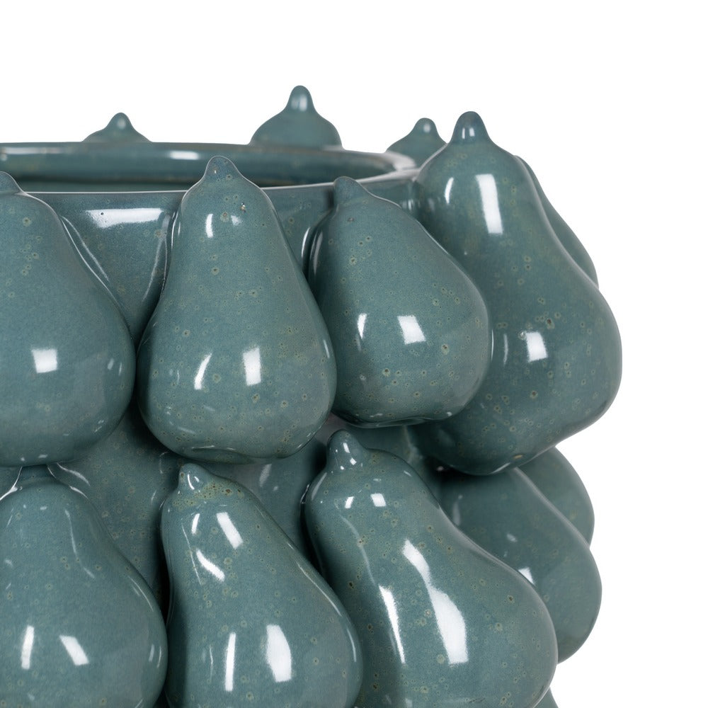 JARRÓN PERAS AZUL CERÁMICA 26,70 X 26,70 X 40 CM