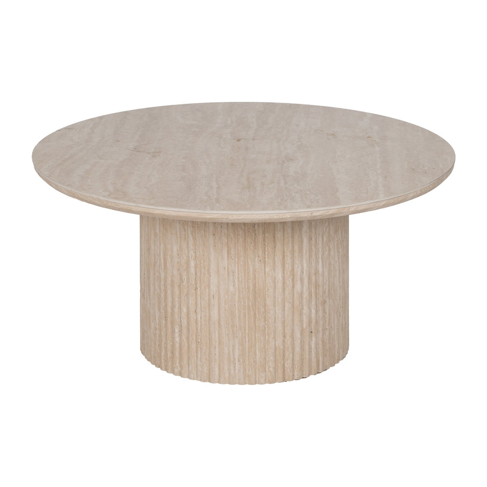 MESA CENTRO BEIGE PIEDRA MDF DECORACI�N 90 X 90 X 45 CM