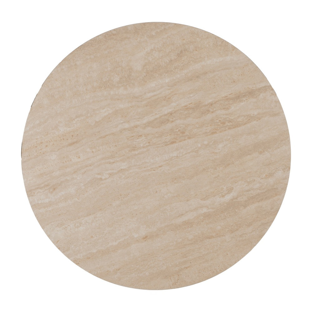 MESA CENTRO BEIGE PIEDRA MDF DECORACIÓN 90 X 90 X 45 CM