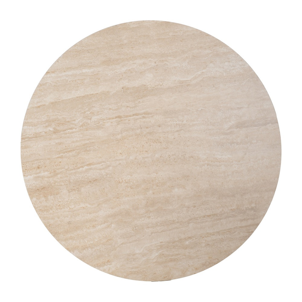 BEIGE STONE DINING TABLE MDF DECORATION 90 X 90 X 76 CM