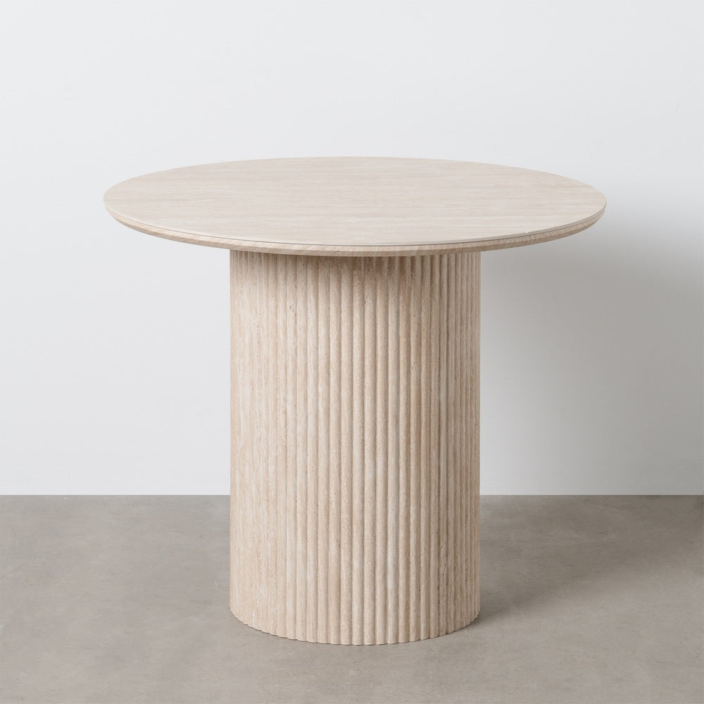 MESA COMEDOR BEIGE PIEDRA MDF DECORACI�N 90 X 90 X 76 CM