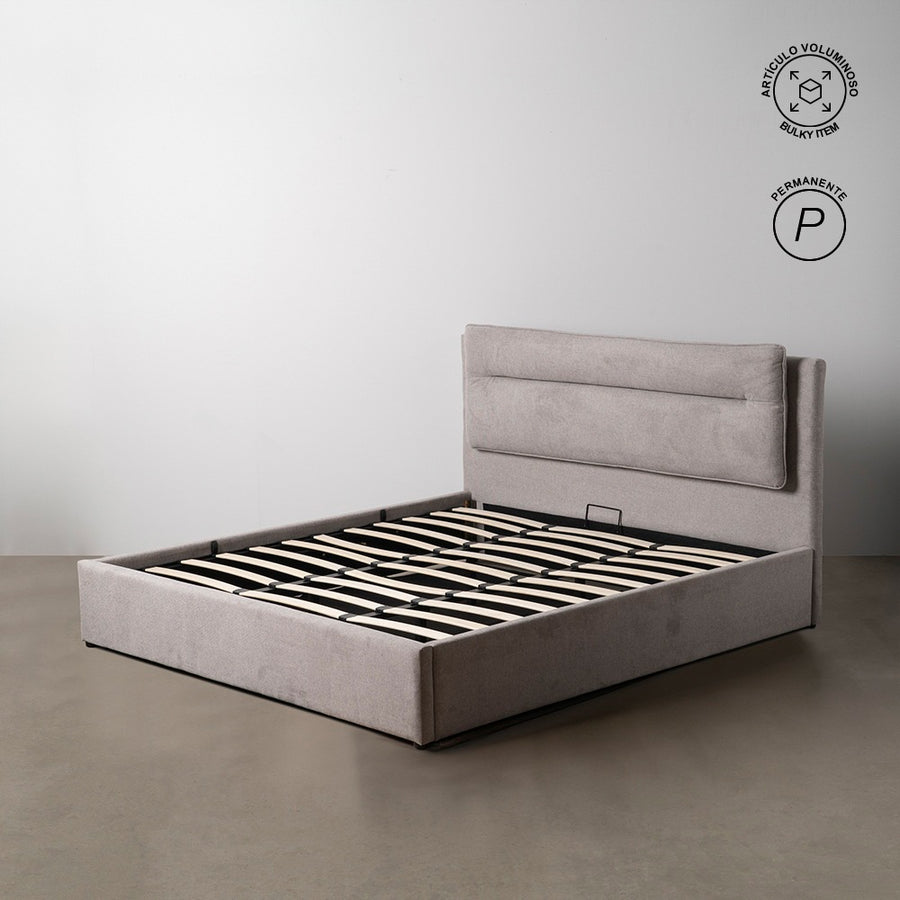 CAMA CANAPÉ GRIS TEJIDO DORMITORIO 191 X 212 X 113 CM