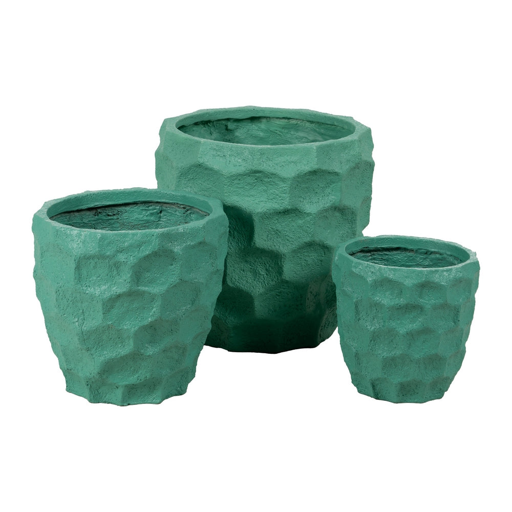 TURQUOISE RESIN PLANTER DECORATION 49 X 49 X 49 CM