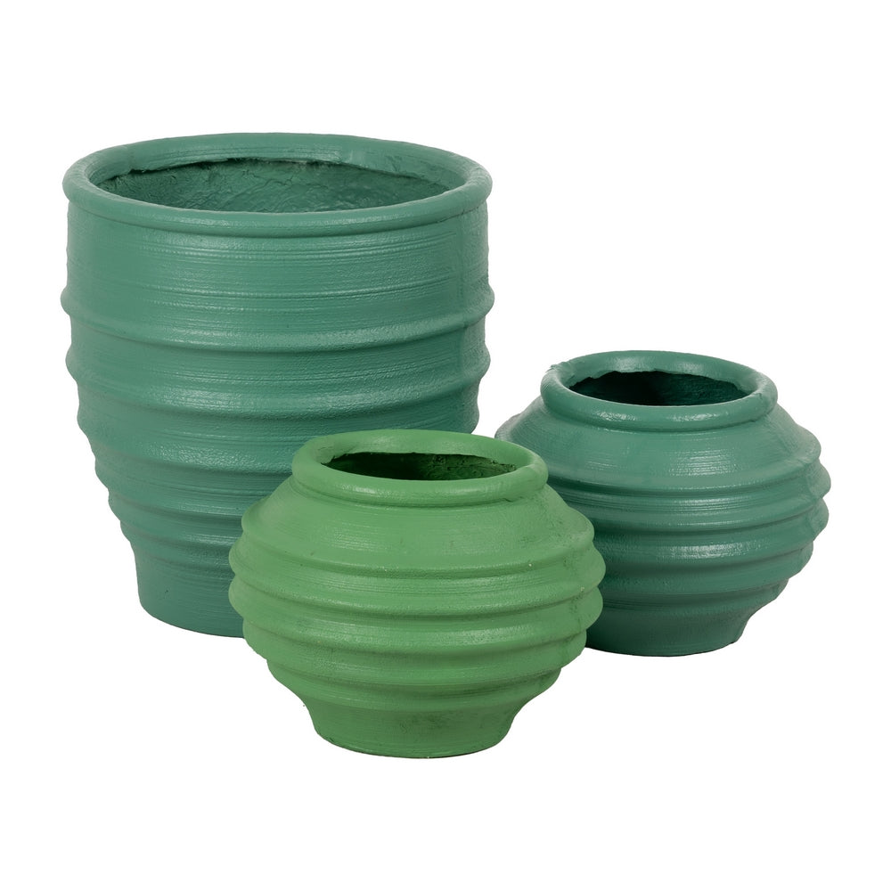 MACETERO VERDE RESINA DECORACIÓN 40 X 40 X 30 CM