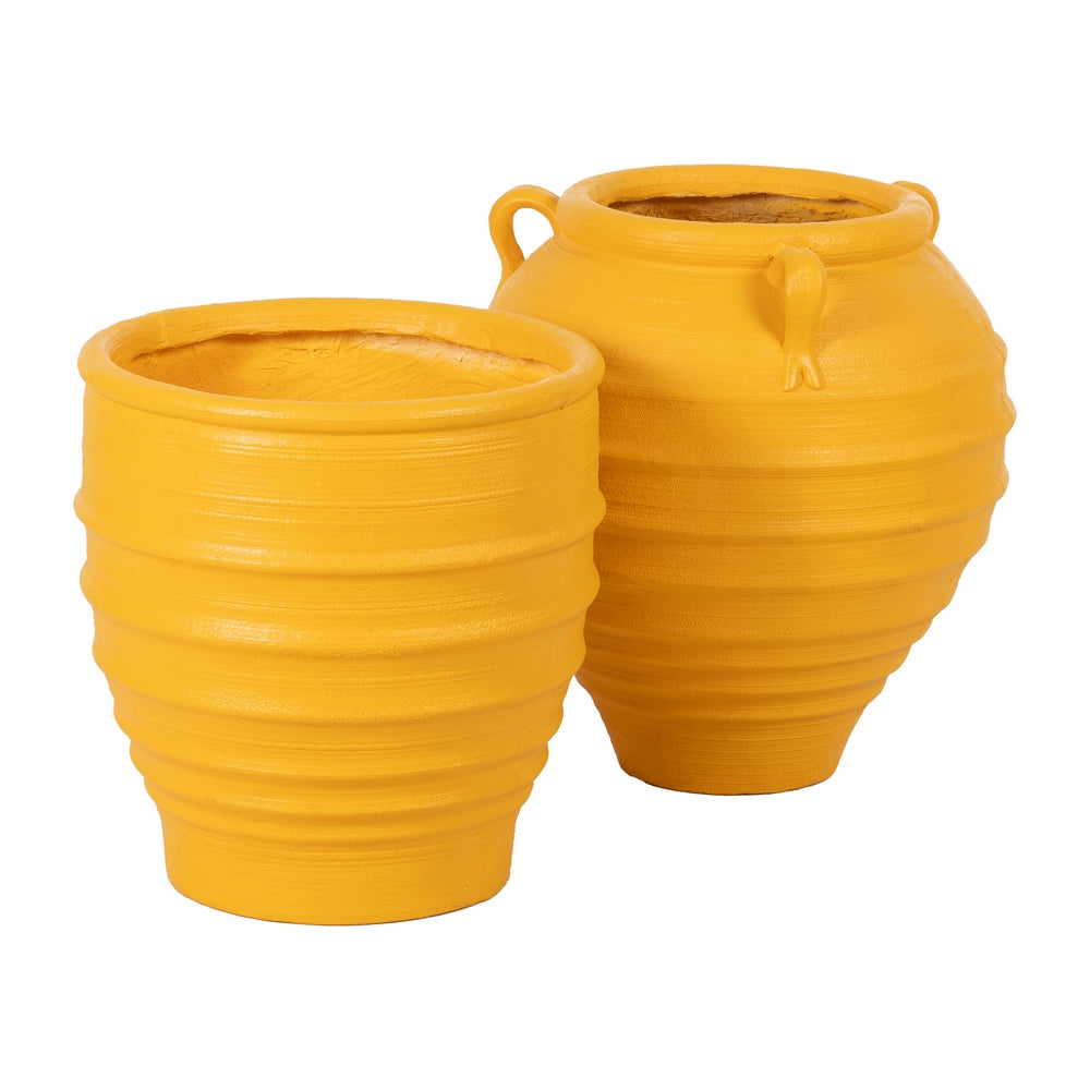 YELLOW RESIN PLANTER DECORATION 49.30 X 49.30 X 51 CM
