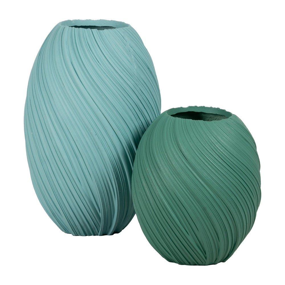 TURQUOISE RESIN DECORATIVE VASE 45.30 X 45.30 X 51 CM