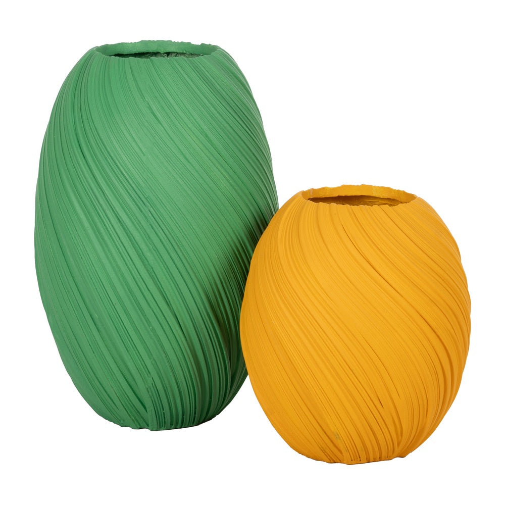JARRÓN VERDE RESINA DECORACIÓN 51,50 X 51,50 X 76,60 CM