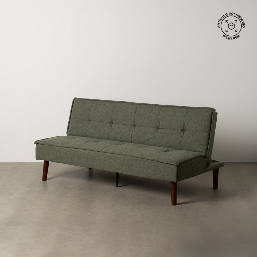 SOFÁ-CAMA VERDE METAL-MADERA SALÓN 181 X 88 X 85,50 CM