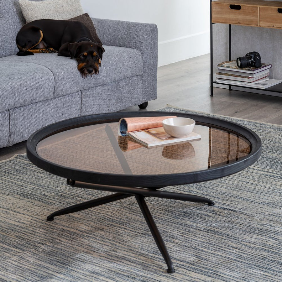 MESA CENTRO NEGRO MADERA-METAL 100 X 100 X 40 CM