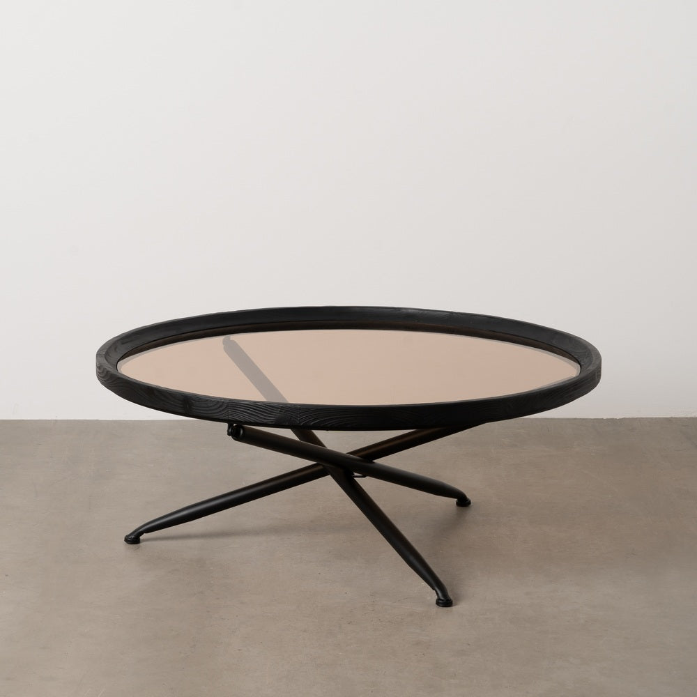 MESA CENTRO NEGRO MADERA-METAL 100 X 100 X 40 CM