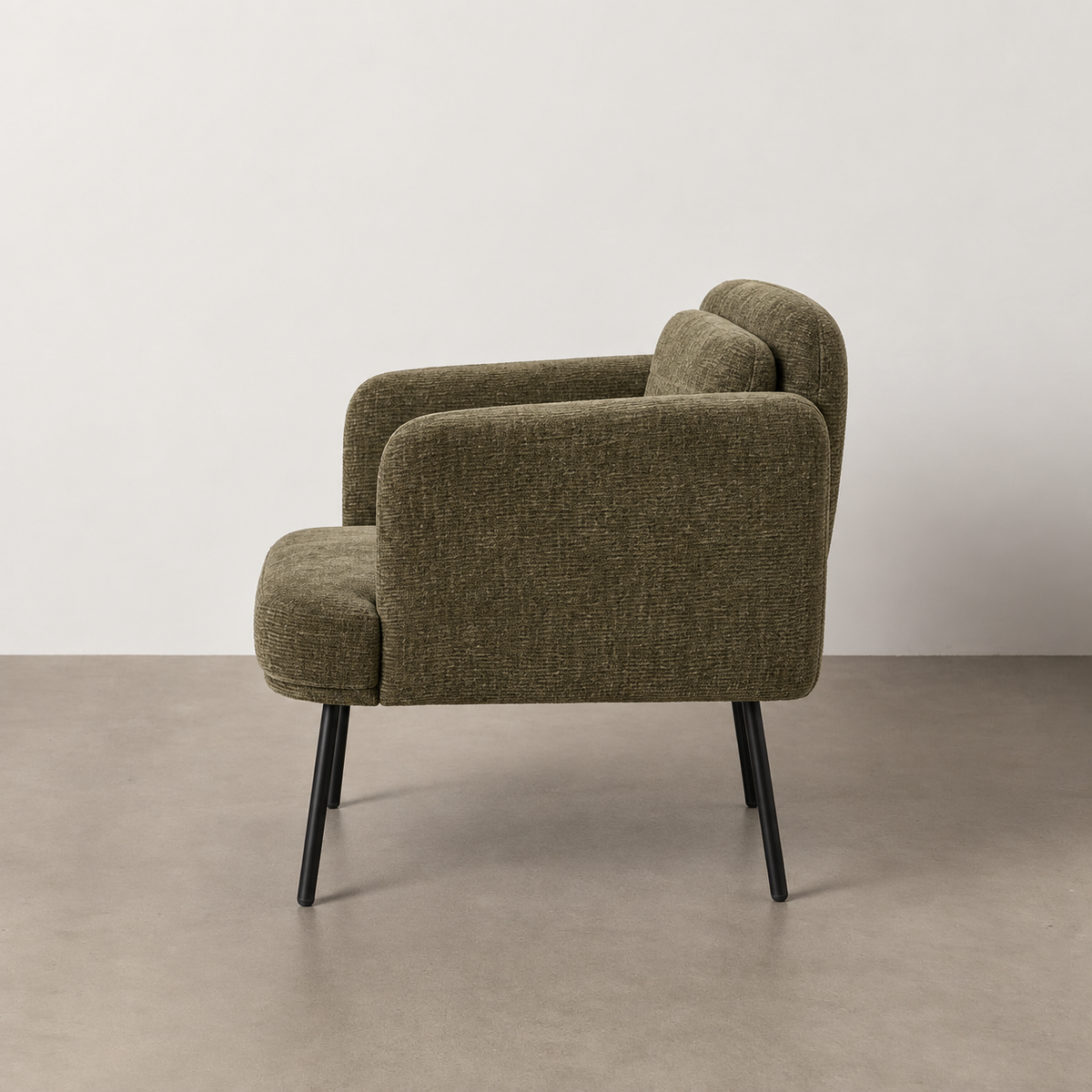 SILLÓN VERDE TEJIDO-MADERA SALÓN 72 X 72 X 73 CM — lateral
