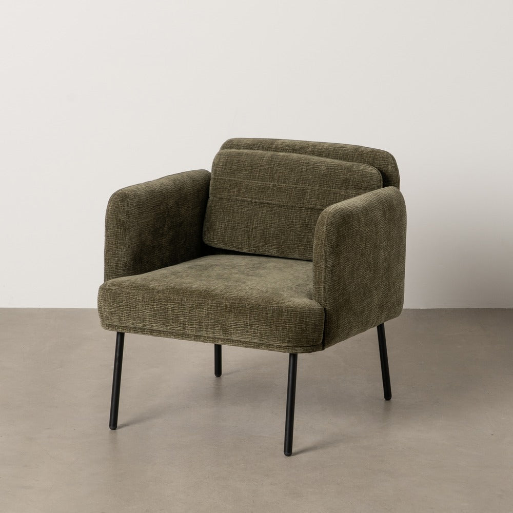 SILLÓN VERDE TEJIDO-MADERA SALÓN 72 X 72 X 73 CM