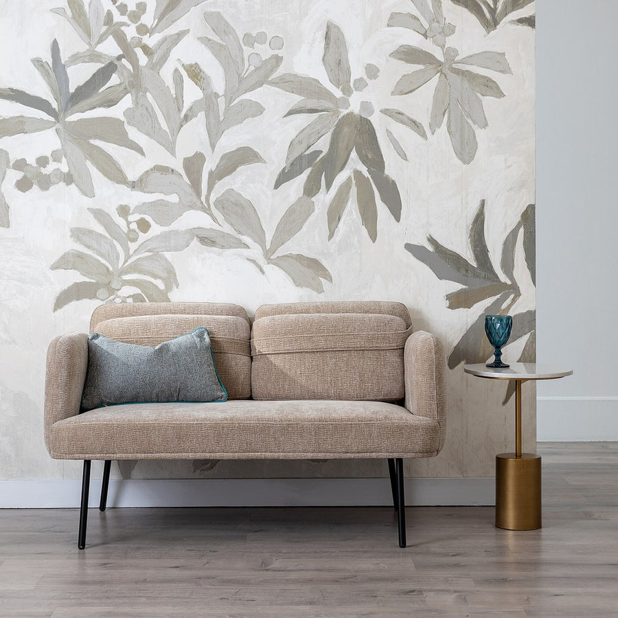 SOFÁ BEIGE TEJIDO-MADERA SALÓN 127 X 72 X 73 CM