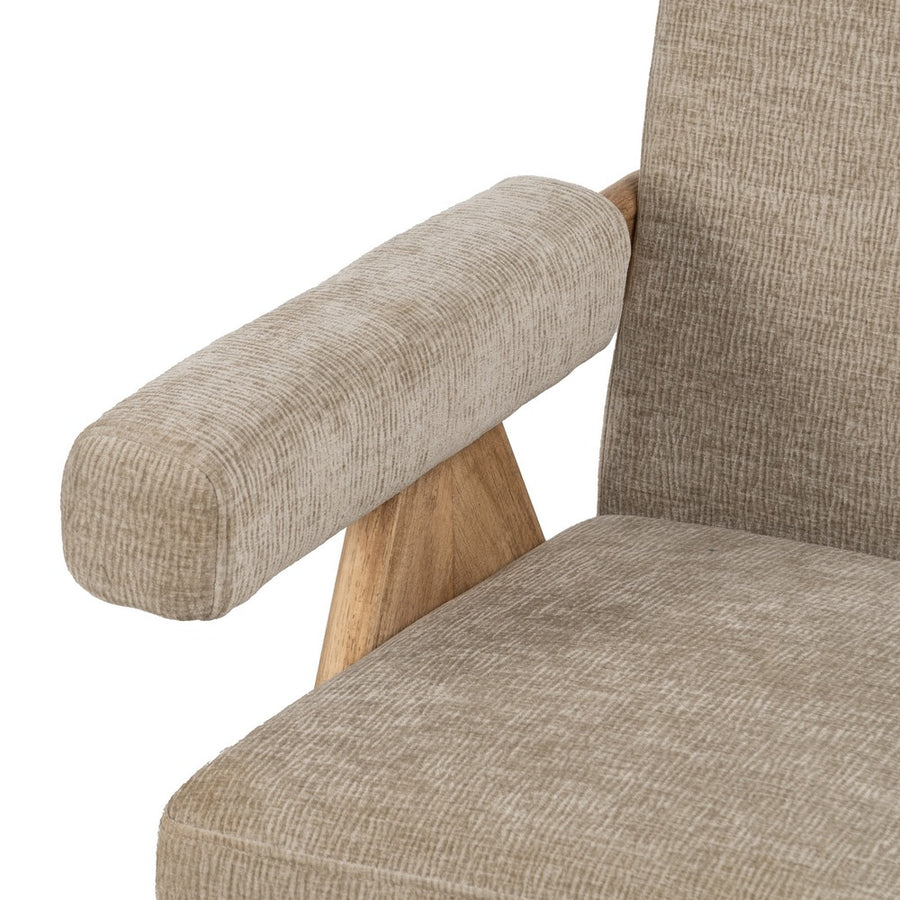 SILLÓN BEIGE TEJIDO-MADERA SALÓN 74 X 76 X 85 CM