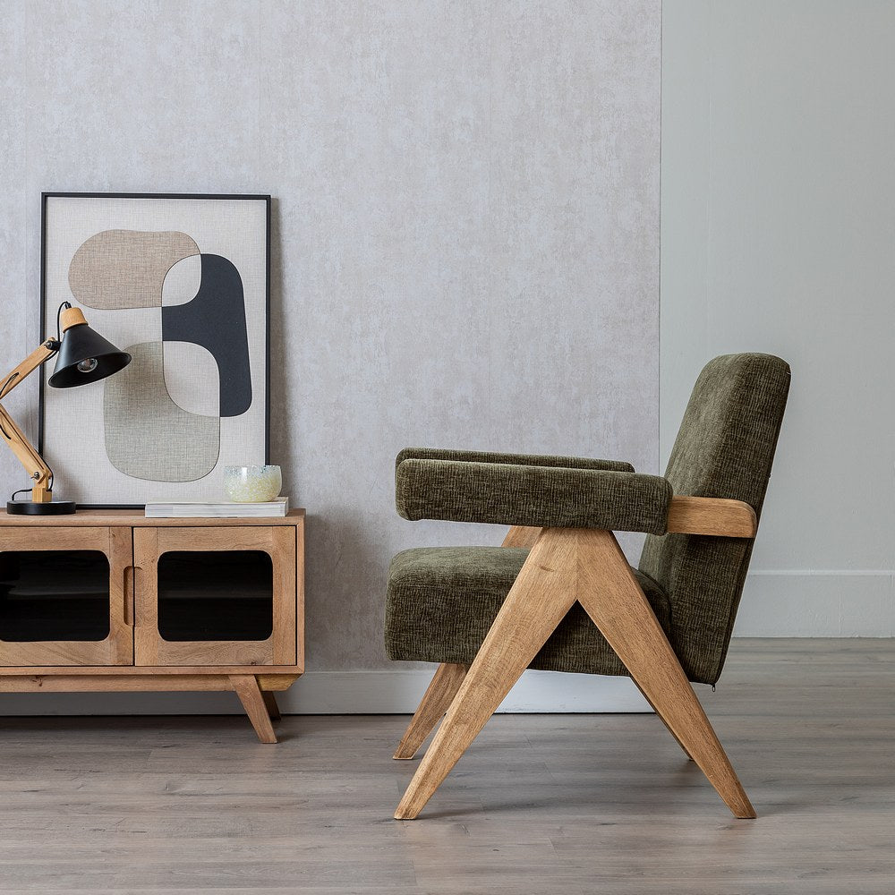 SILL�N VERDE TEJIDO-MADERA SAL�N 74 X 76 X 85 CM