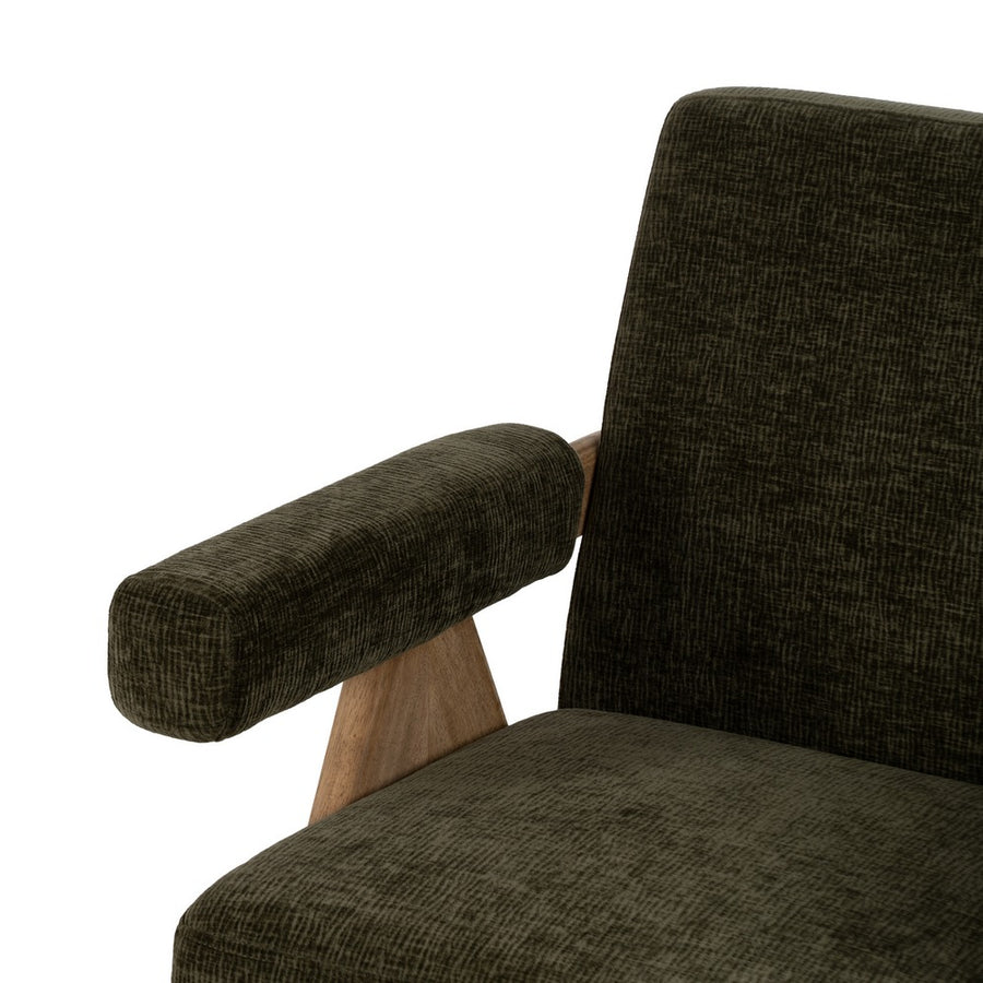 SILLÓN VERDE TEJIDO-MADERA SALÓN 74 X 76 X 85 CM