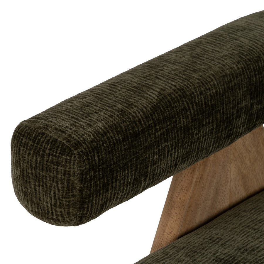 SILLÓN VERDE TEJIDO-MADERA SALÓN 74 X 76 X 85 CM