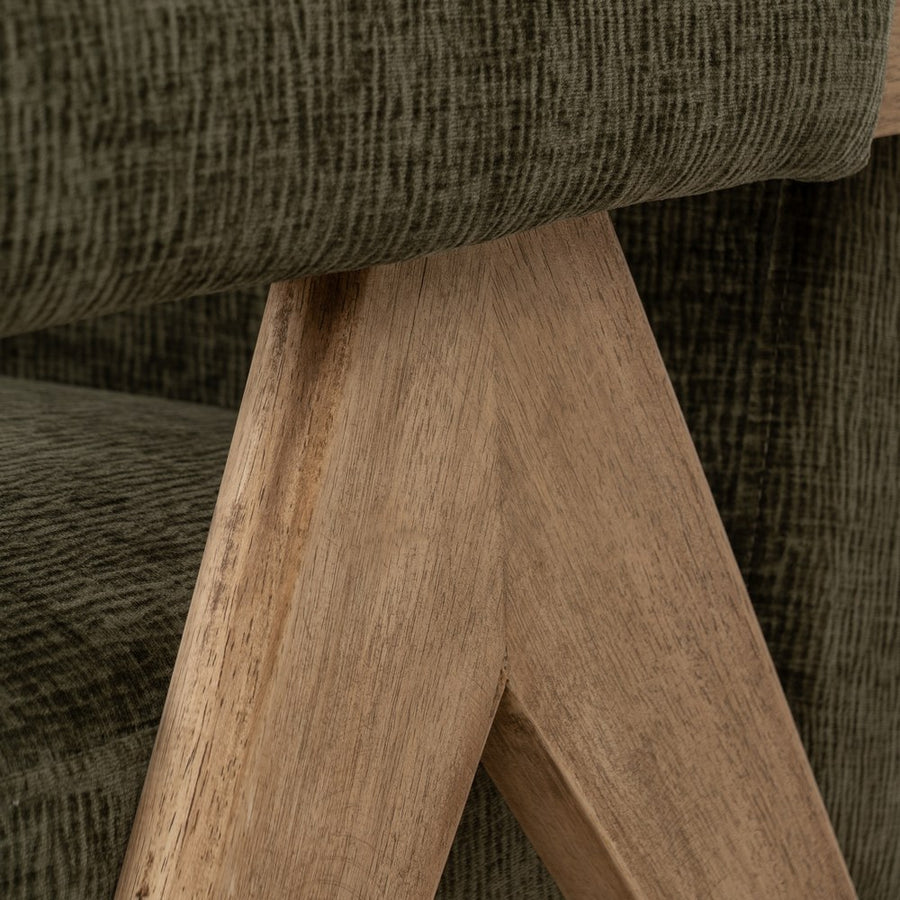 SILLÓN VERDE TEJIDO-MADERA SALÓN 74 X 76 X 85 CM