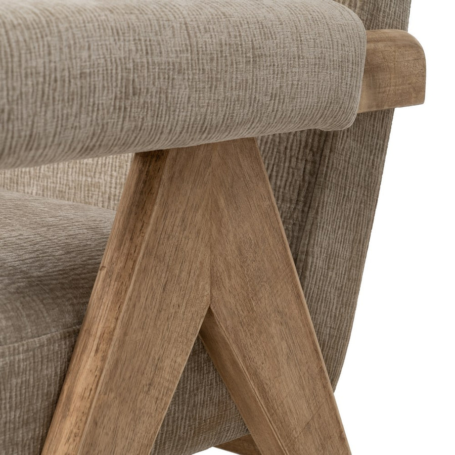 SOFÁ BEIGE TEJIDO-MADERA SALÓN 134 X 76 X 85 CM