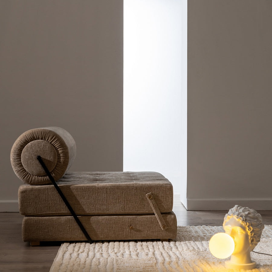 SOFÁ BEIGE TEJIDO-MADERA SALÓN 89 X 101 X 71 CM
