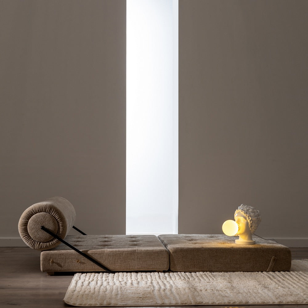 SOFÁ BEIGE TEJIDO-MADERA SALÓN 89 X 101 X 71 CM