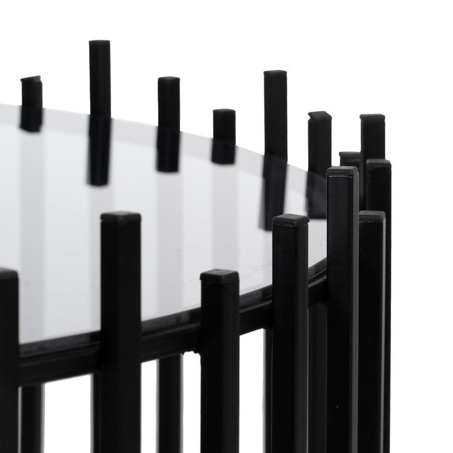 S/2 MESA CENTRO NEGRO METAL-CRISTAL 68 X 68 X 45 CM